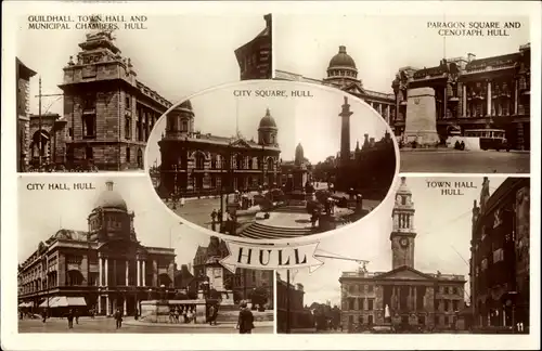 Ak Kingston upon Hull Yorkshire England, City Hall, City Square, Town Hall, Paragon Square