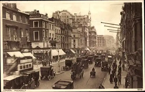 Ak West End London City England, Piccadilly, Autos
