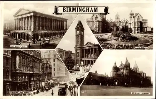 Ak Birmingham West Midlands England, Town Hall, Corporation Street, General Hospital