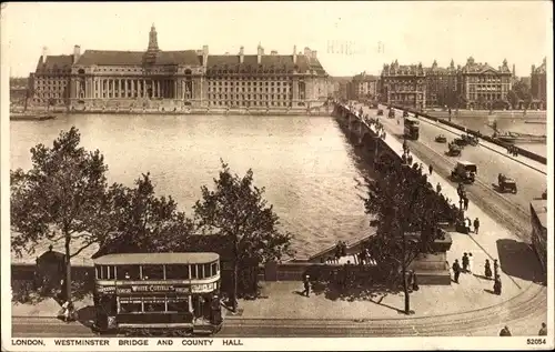Ak Westminster London City, Westminster Bridge and County Hall