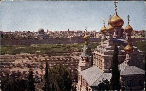 Ak Jerusalem Israel, Blick vom Ölberg