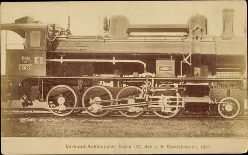 Ak Österreichische Eisenbahn, Dampflok Nr. 170.02, KK Staatsbahn 1897