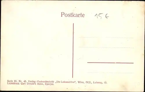 Ak Österreichische Eisenbahn, KK Öst. Staatsbahn, Dampflok, Bauart Gölsdorf Serie 9