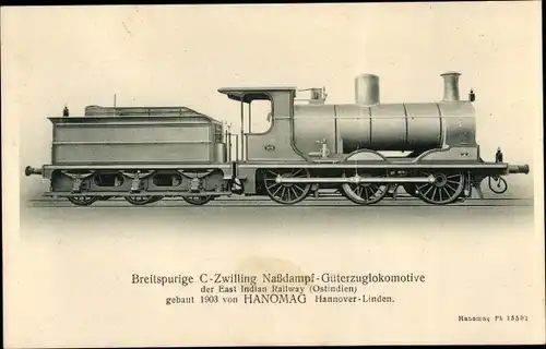 Ak Indische Eisenbahn, Nassdampf Güterzuglokomotive, East Indian Railway, Hanomag