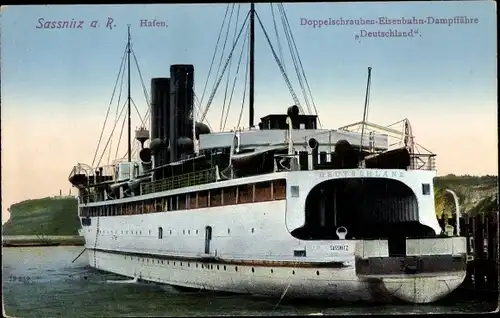 Ak Sassnitz auf der Insel Rügen, Hafen, Doppelschrauben Eisenbahn Dampffähre Deutschland