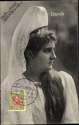 Ak Frau in islandischer Tracht, Portrait