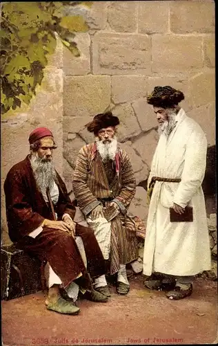 Judaika Ak Jerusalem Israel, Juifs de Jerusalem, Drei Juden unterhalten sich