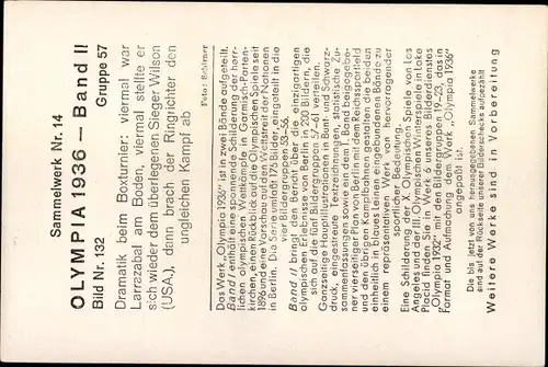 Sammelbild Olympia 1936, Boxkampf Larrazabal und Wilson