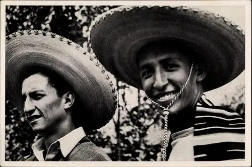 Sammelbild Olympia 1936, Mexikanische Basketballspieler als Zuschauer