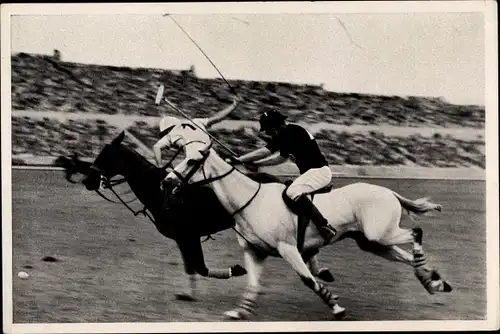 Sammelbild Olympia 1936, Polospiel Argentinien gegen Mexiko auf dem Maifeld