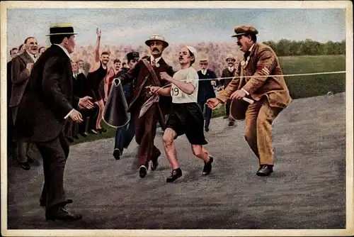 Sammelbild Olympia 1936, Olympische Spiele London 1908, Marathonläufer Dorando, Italien
