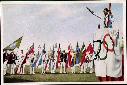 Sammelbild Olympia 1936, Olympische Spiele Paris 1924, Géo André, Olympischer Eid