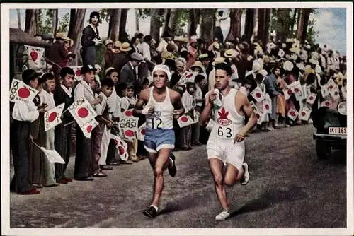 Sammelbild Olympia 1936, Olympische Spiele Los Angeles 1932, Marathonläufer Zabala, japan. Jugend
