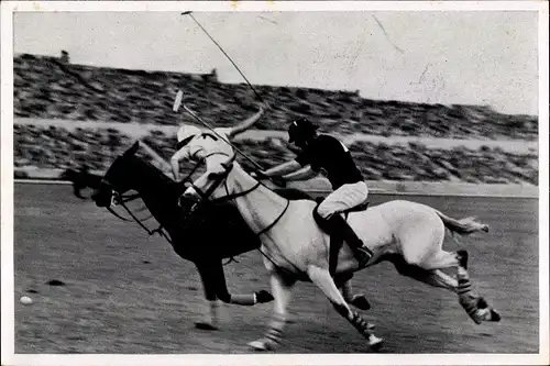 Sammelbild Olympia 1936, Polospiel Argentinien gegen Mexiko auf dem Maifeld