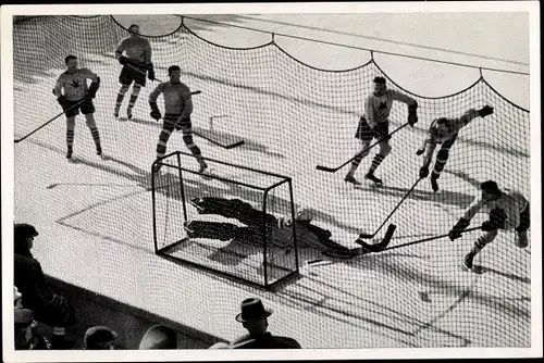 Sammelbild Olympia 1936, Eishockeyspiel Kanada gegen Österreich