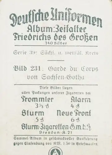 Sammelbild Deutsche Uniformen, Zeitalter Friedrichs des Großen, Serie 39 Bild 231 Garde du Corps