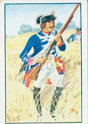 Sammelbild Deutsche Uniformen, Zeitalter Friedrichs des Großen, Serie 6 Bild 36 Musketier