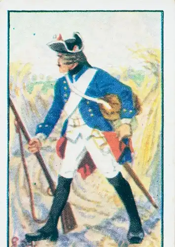 Sammelbild Deutsche Uniformen, Zeitalter Friedrichs des Großen, Serie 8 Bild 45 Musketier