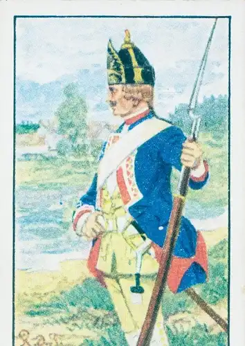 Sammelbild Deutsche Uniformen, Zeitalter Friedrichs des Großen, Serie 2 Bild 9 Musketier