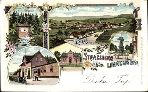 Litho Lindenberg Strassberg Straßberg Harzgerode im Harz, Heiligenbergquell, Bahnhof, Josephshöhe