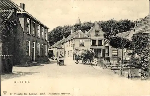 Ak Kethel Schiedam Südholland, Straßenpartie, Heuwagen