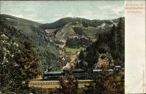 Ak Triberg im Schwarzwald, Bachjörg, die drei Linien der Schwarzwaldbahn