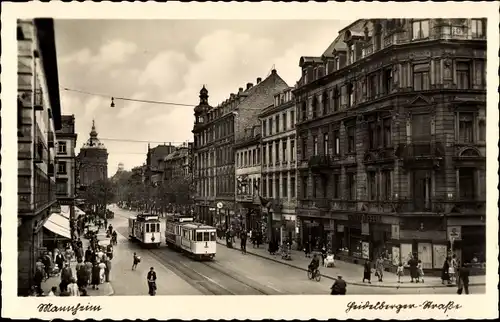 Ak Mannheim in Baden, Heidelberger Straße, Straßenbahnen