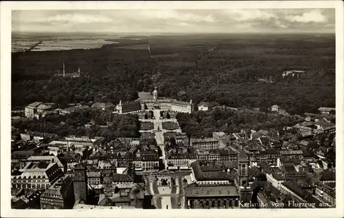 Ak Karlsruhe, Luftaufnahme