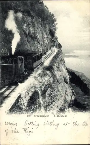 Ak Arth-Rigibahn, Kräbelwand, Zahnradbahn