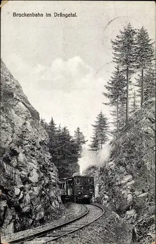 Ak Brockenbahn im Drängetal, Eisenbahn