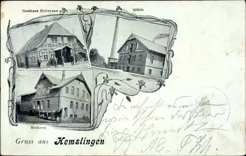 Passepartout Ak Hemslingen Niedersachsen, Gasthaus Heitmann, Mühle, Molkerei