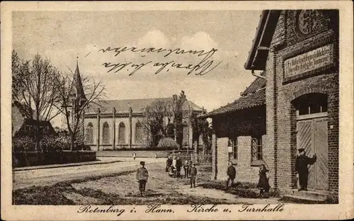 Ak Rotenburg an der Wümme, Kirche und Turnhalle