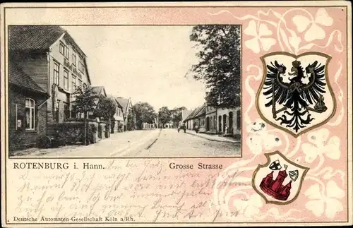 Präge Wappen Passepartout Ak Rotenburg an der Wümme, Große Straße