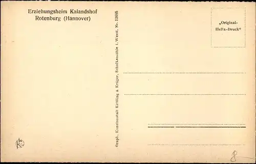 Ak Rotenburg an der Wümme, Erziehungsheim Kalandshof, Wäscherei und Kapelle