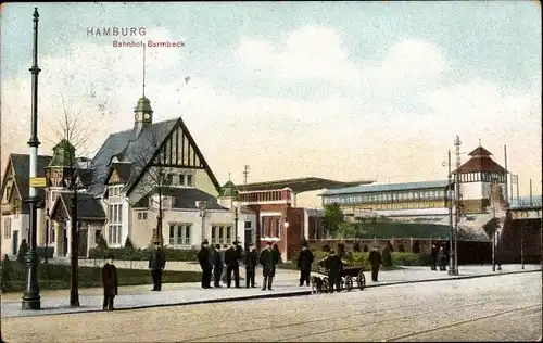 Ak Hamburg Nord Barmbek, Bahnhof, Straßenseite