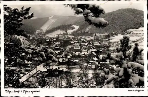 Ak Sitzendorf in Thüringen, Panorama vom Ort, Winter