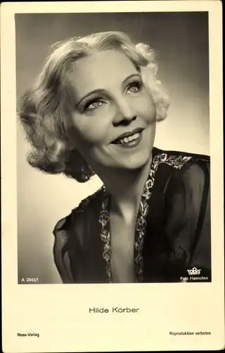 Ak Schauspielerin Hilde Körber, Portrait, Ross Verlag A 2843 1