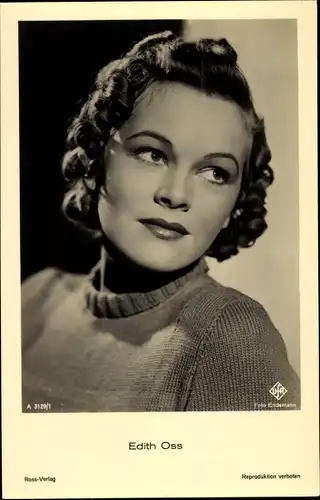 Ak Schauspielerin Edith Oss, Portrait, Ross Verlag A 3129 / 1, Ufa Film