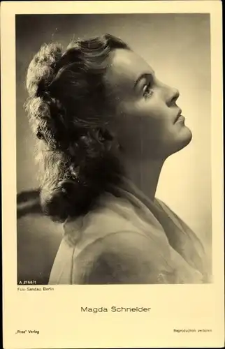 Ak Schauspielerin Magda Schneider, Profilportrait, Ross Verlag A 2166 1