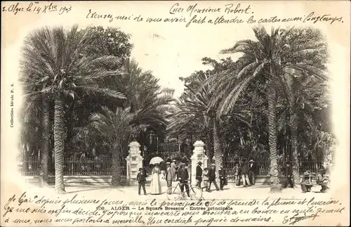 Ak Algier Alger Algerien, Le Square Bresson, Entree principale