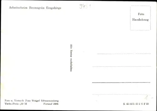 Ak Bermsgrün Schwarzenberg im Erzgebirge, Arbeiterheim