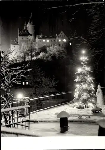 Ak Schwarzenberg im Erzgebirge Sachsen, Weihnachten, Tannenbaum, Winter