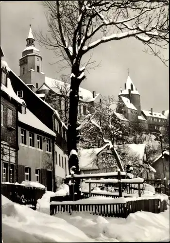 Ak Schwarzenberg im Erzgebirge Sachsen, Winteransicht