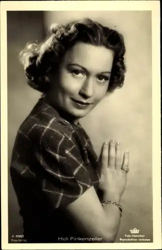 Ak Schauspielerin Heli Finkenzeller, Portrait, Ross Verlag 3099/2, Tobis Film