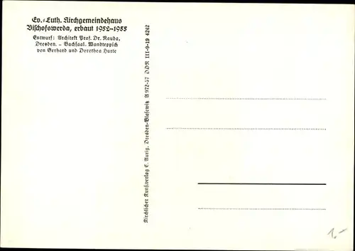 Ak Bischofswerda in Sachsen, Ev.-Luth. Kirchgemeindehaus, erbaut 1952-1955