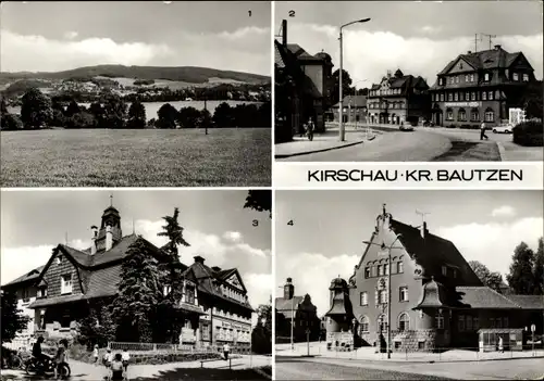 Ak Schirgiswalde in der Oberlausitz, Postplatz, Ernst Thälmann Schule, Postamt