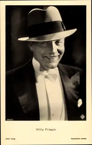 Ak Schauspieler Willy Fritsch, Portrait, Hut, Ross Verlag 5961/1