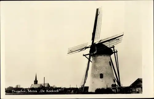 Ak Dreischor Zeeland, Molen De Koekoek, Windmühle