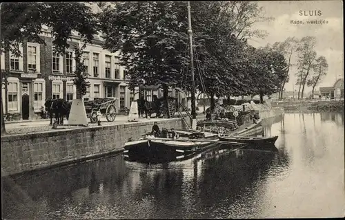 Ak Sluis Zeeland Niederlande, Kade, westzijde