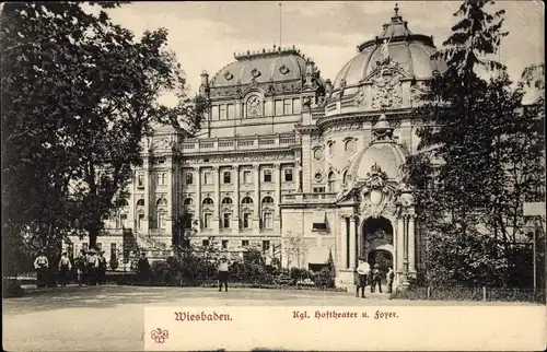 Ak Wiesbaden, Kgl. Hoftheater mit Foyer